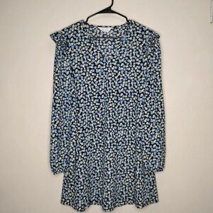 Primark Cares Black Floral Long Sleeve Mini Dress - Size M